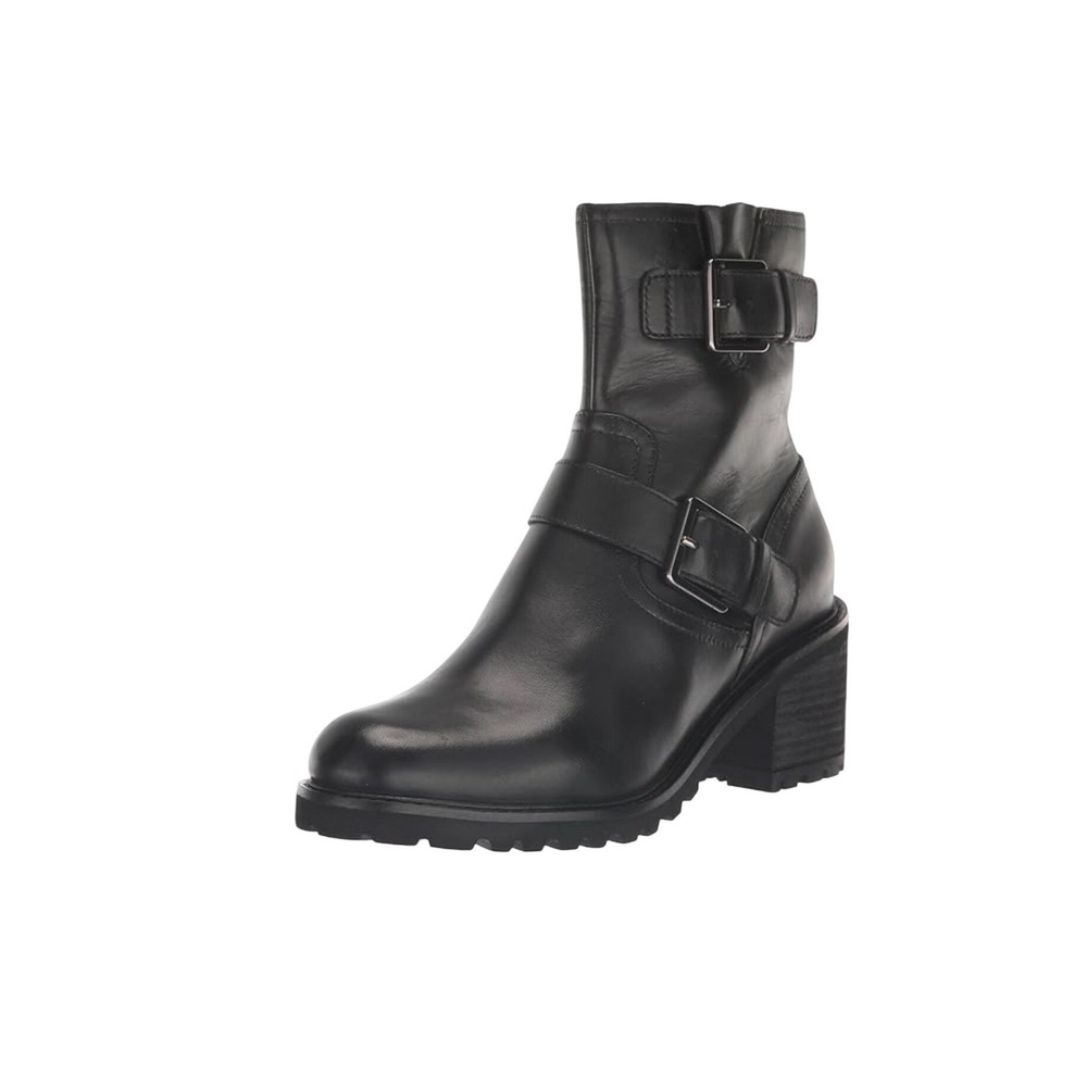Seychelles‎ NWOB Black Leather Buckle Ankle Boots Moto Block Heel Size 8.5